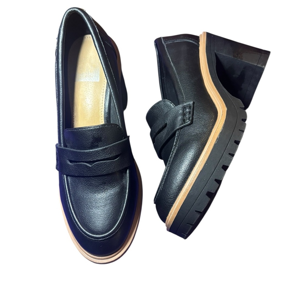 DV Dolce Vita Jayjay Block-Heel Lug-Sole Penny Loafers. Size 8